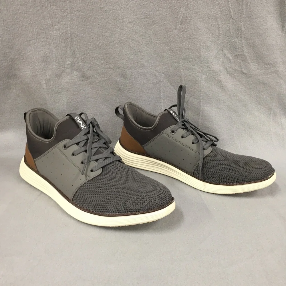 SVNKE Mens B007 Grey Brown Casual Mesh Knit Sneakers Shoes‎ Size 11.5 EU 45